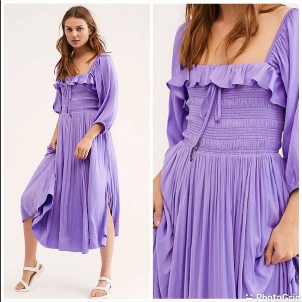 Free People Shiny Oasis smocked midi dress